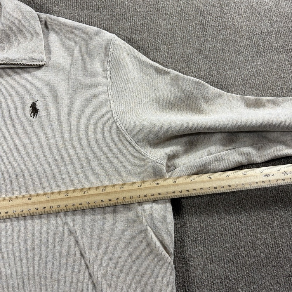 Polo Ralph Lauren Men's Quarter Zip Pullover Sweatshirt Beige XL Pony Cotton - Picture 7 of 8